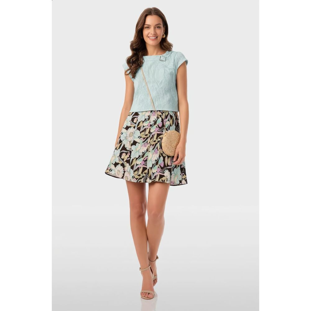 Byer California 2pc Set Sage Ribbed Top NWOT & Floral A-Line Skirt Sz M/9 NWT